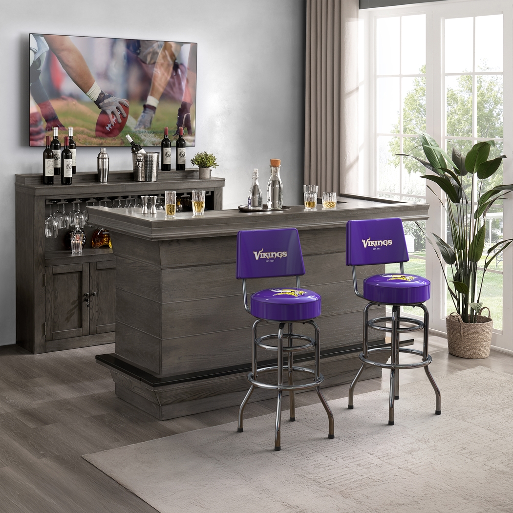 Minnestoa Vikings Purple Swivel Barstool with Back - Thumbnail - Image 2