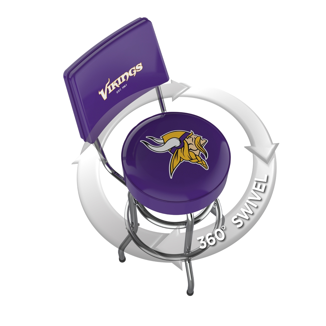 Minnestoa Vikings Purple Swivel Barstool with Back - Thumbnail - Image 3