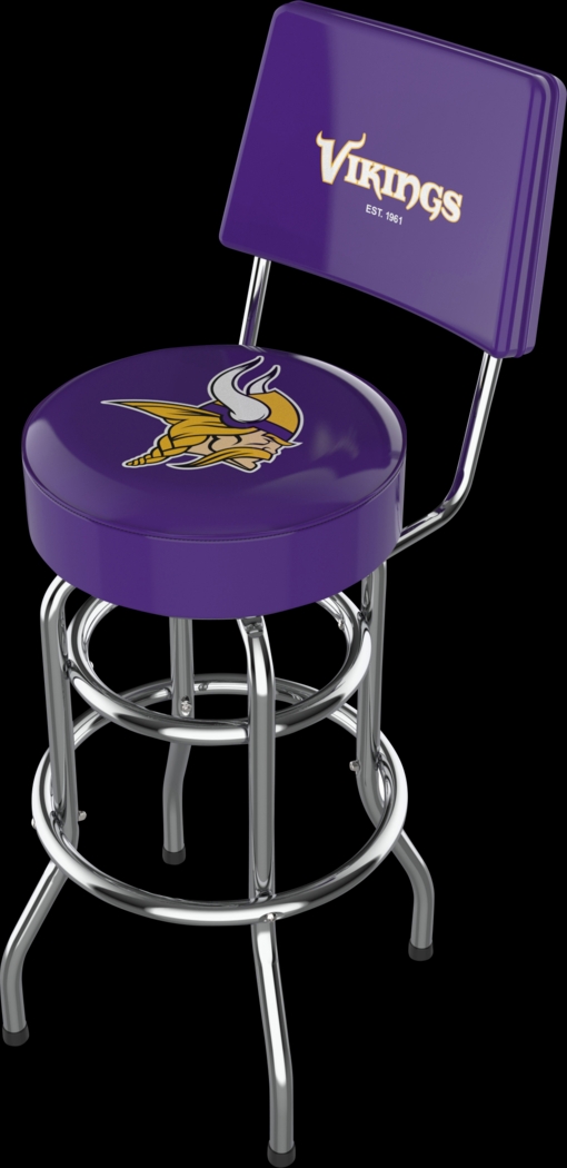 Minnestoa Vikings Purple Swivel Barstool with Back - Thumbnail - Image 1