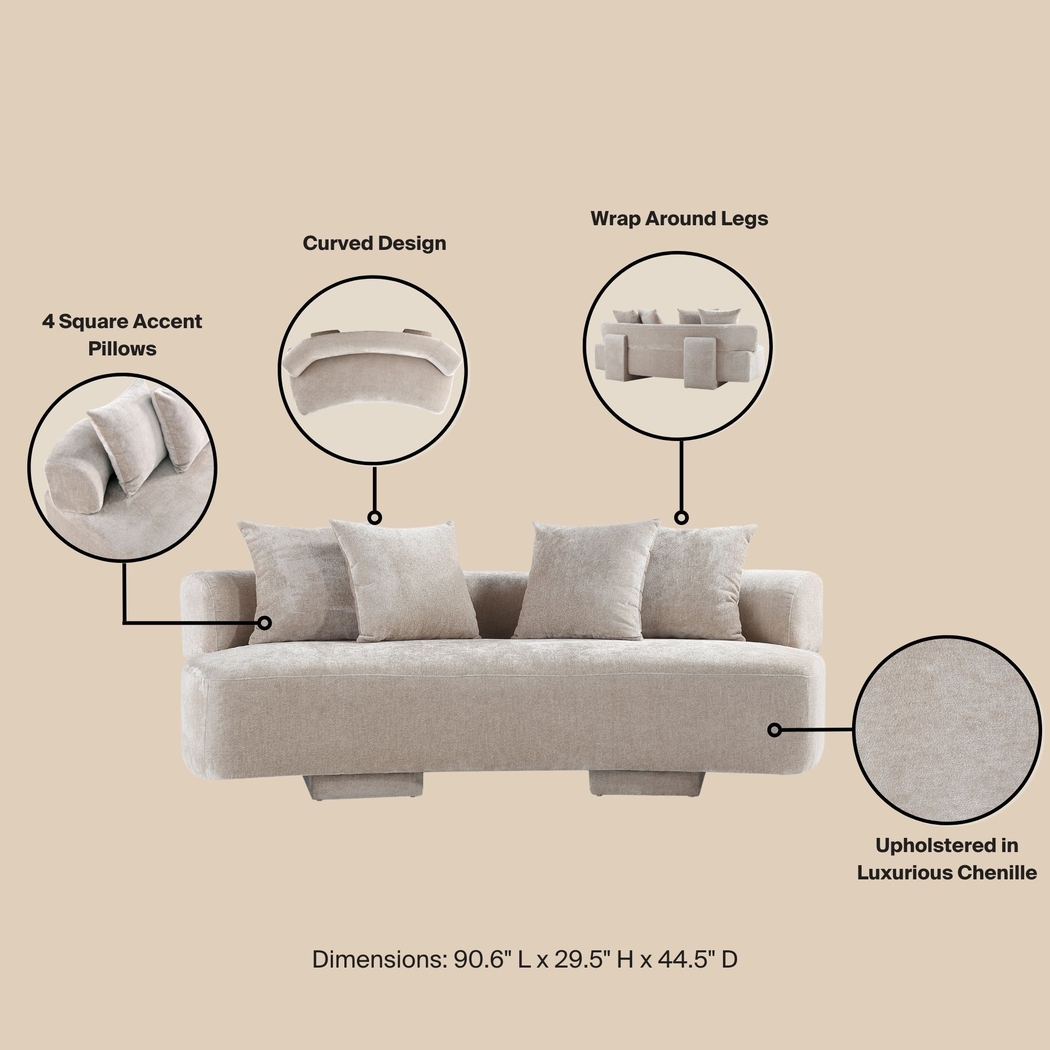 Mipolomol Beige Loveseat - Thumbnail - Image 12