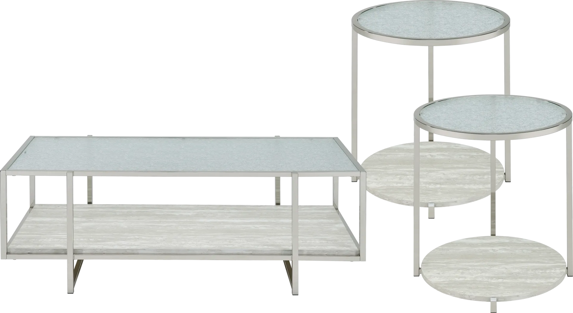 Mirage Silver 3 Pc Table Set - Thumbnail - Image 1