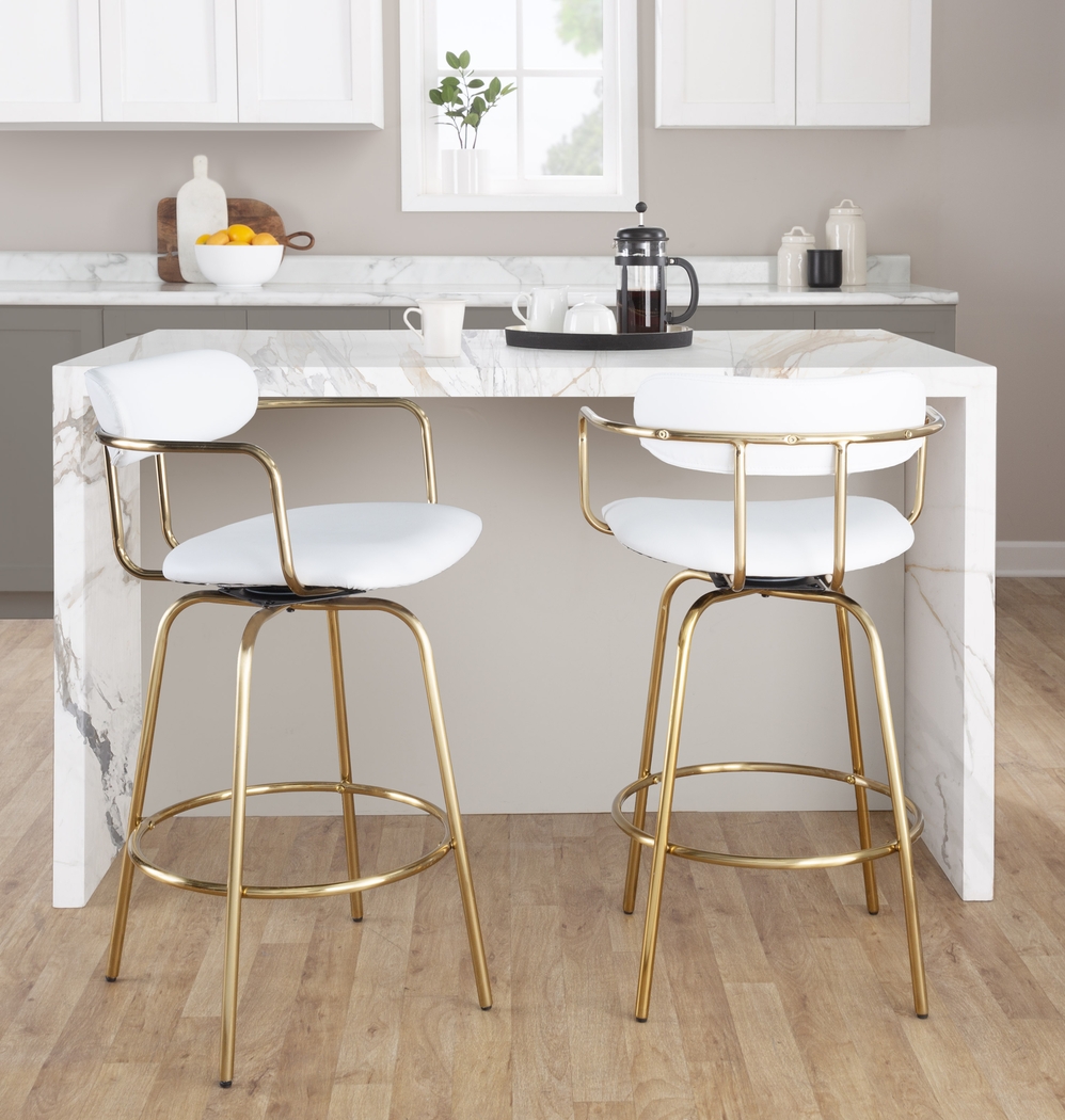 Mirahill I White Counter Height Stool, Set of 2 - Thumbnail - Image 2