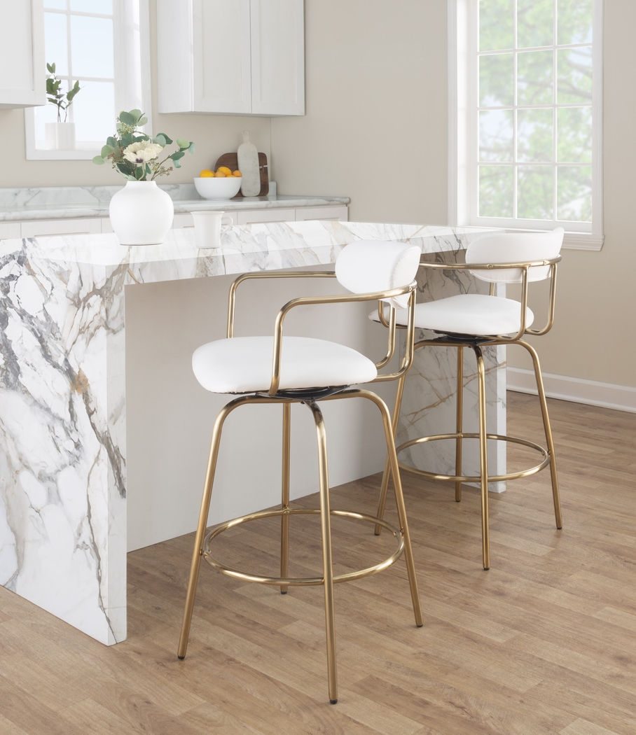 Mirahill I White Counter Height Stool, Set of 2 - Thumbnail - Image 3