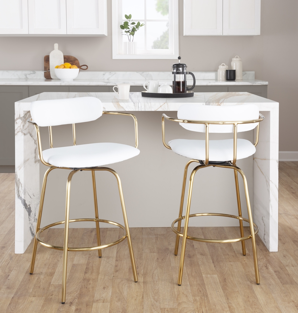 Mirahill I White Counter Height Stool, Set of 2 - Thumbnail - Image 4