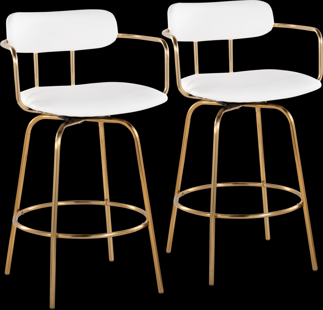 Mirahill I White Counter Height Stool, Set of 2 - Thumbnail - Image 1