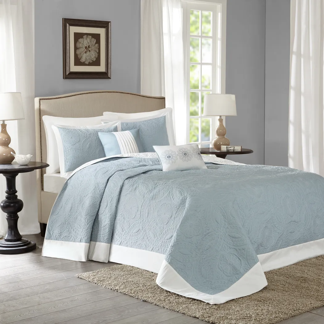 Miral Blue 5 Pc Queen Bed Sheet Set - Thumbnail - Image 2