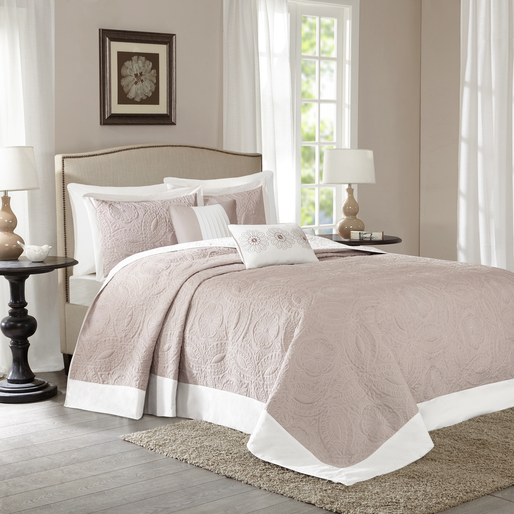 Miral Khaki 5 Pc Queen Bedspread Set - Thumbnail - Image 2