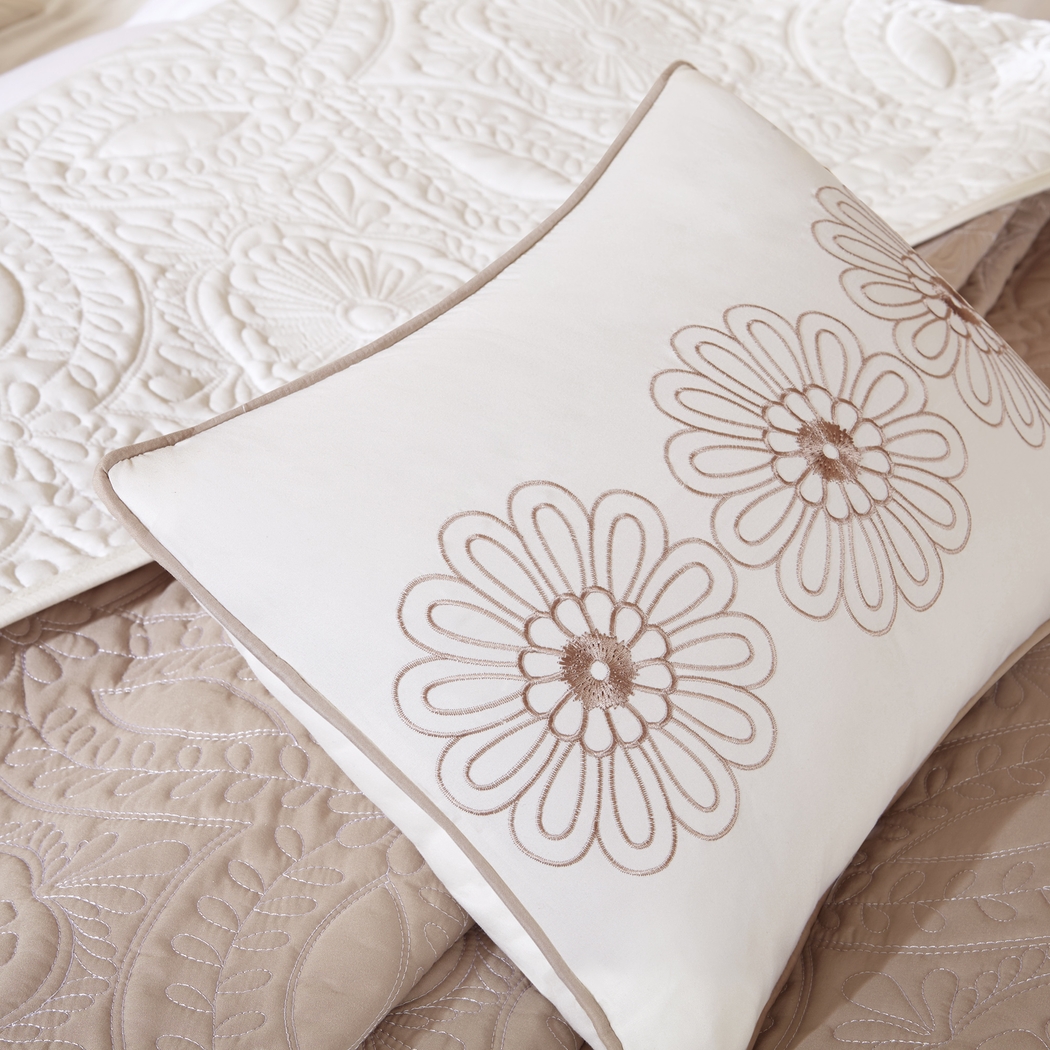 Miral Khaki 5 Pc Queen Bedspread Set - Thumbnail - Image 6