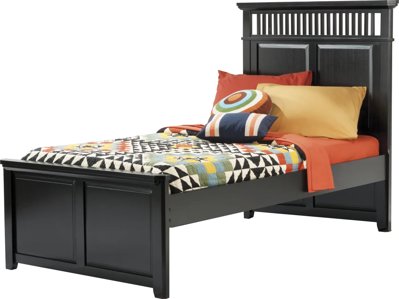 Mission Black 3 Pc Twin Panel Bed - Thumbnail - Image 1