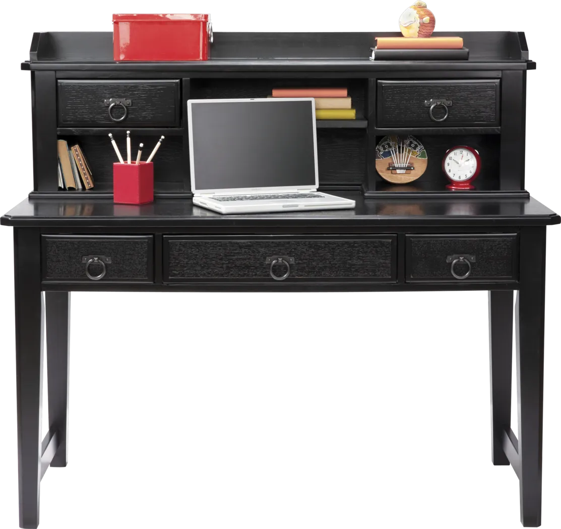 Mission Black Desk and Hutch - Thumbnail - Image 1