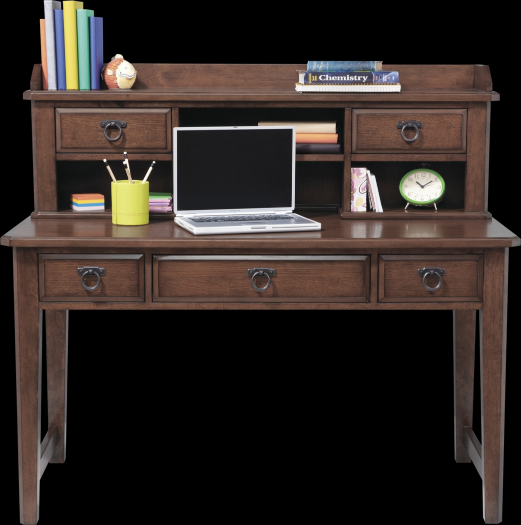 Mission Dark Oak Desk and Hutch - Thumbnail - Image 1