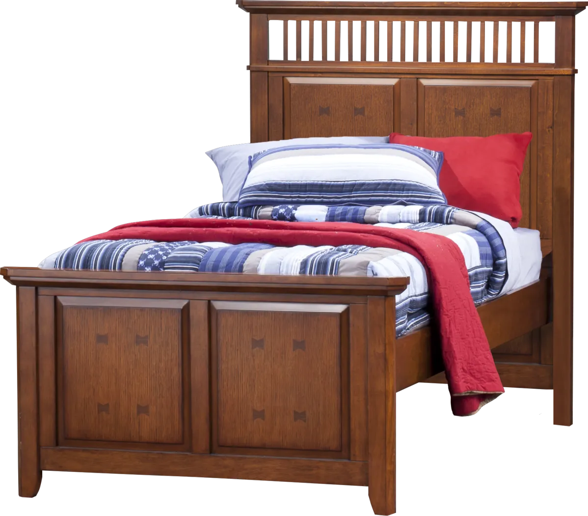 Mission Oak 3 Pc Twin Panel Bed - Thumbnail - Image 1