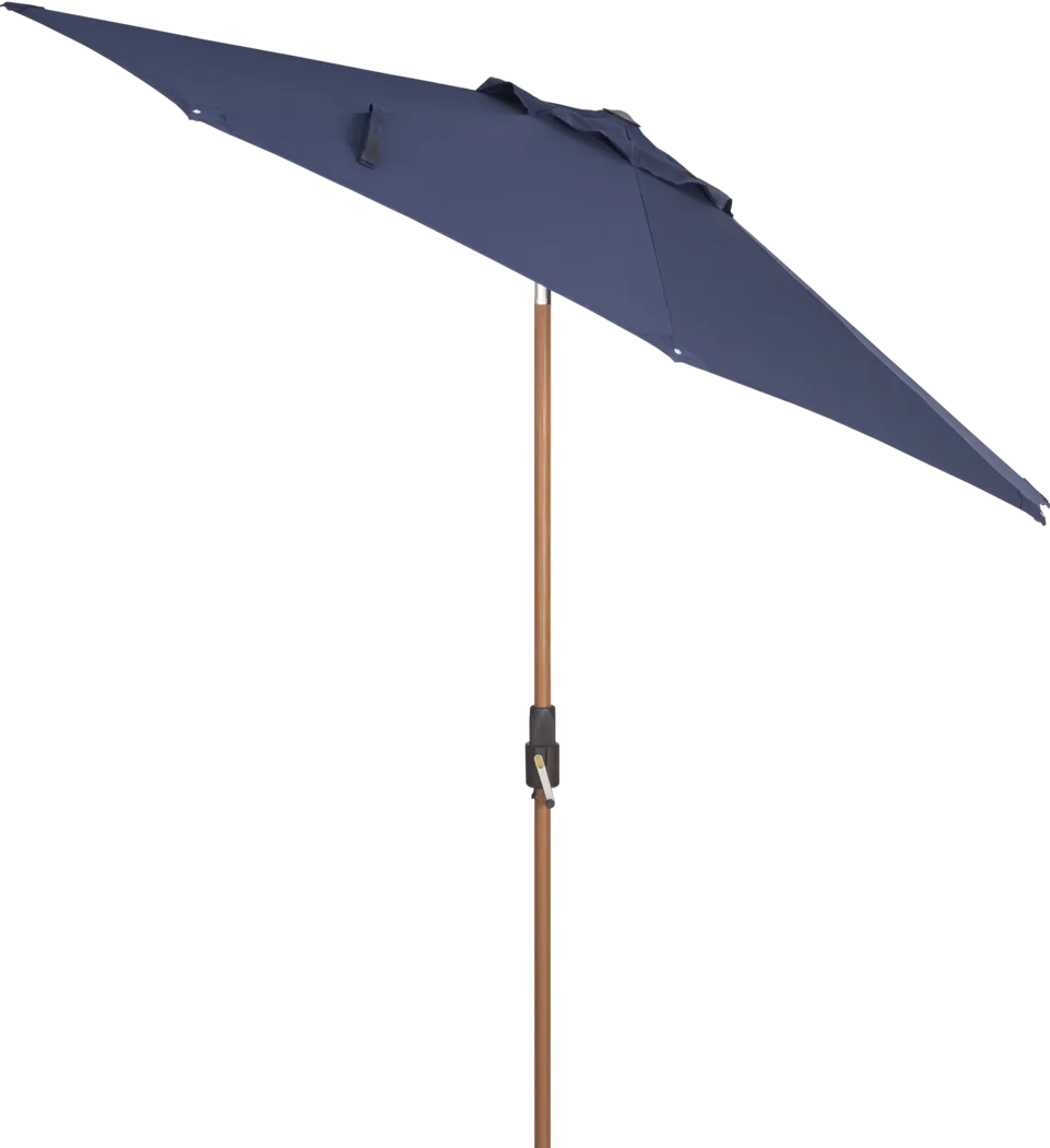 Mission Viejo Natural Finish 9' Octagon Navy Outdoor Umbrella with Drumlin Vega Light - Thumbnail - Image 2