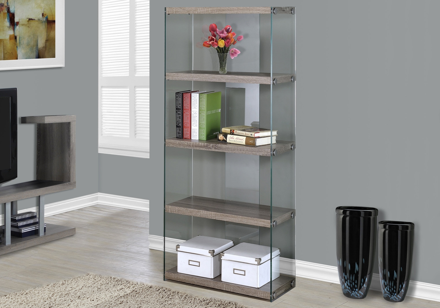 Mitchwin Taupe Bookcase - Thumbnail - Image 2