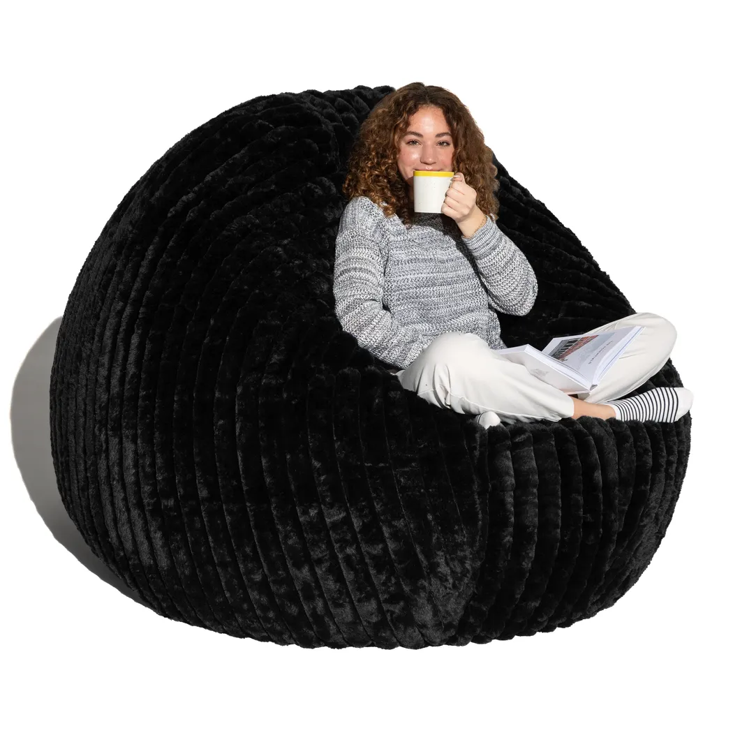 Mivio Black Large Bean Bag Chair - Thumbnail - Image 2