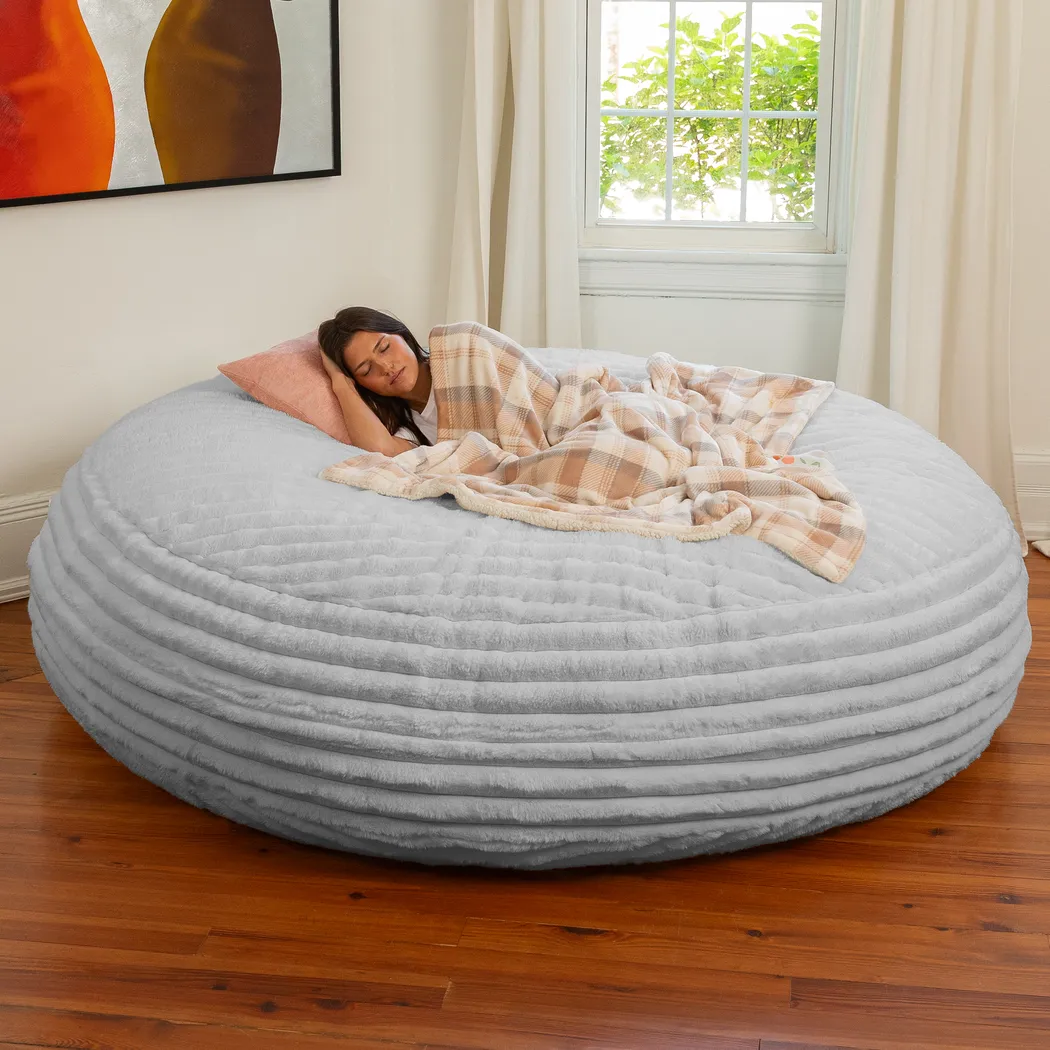 Mivio Gray Large Bean Bag Chair - Thumbnail - Image 4
