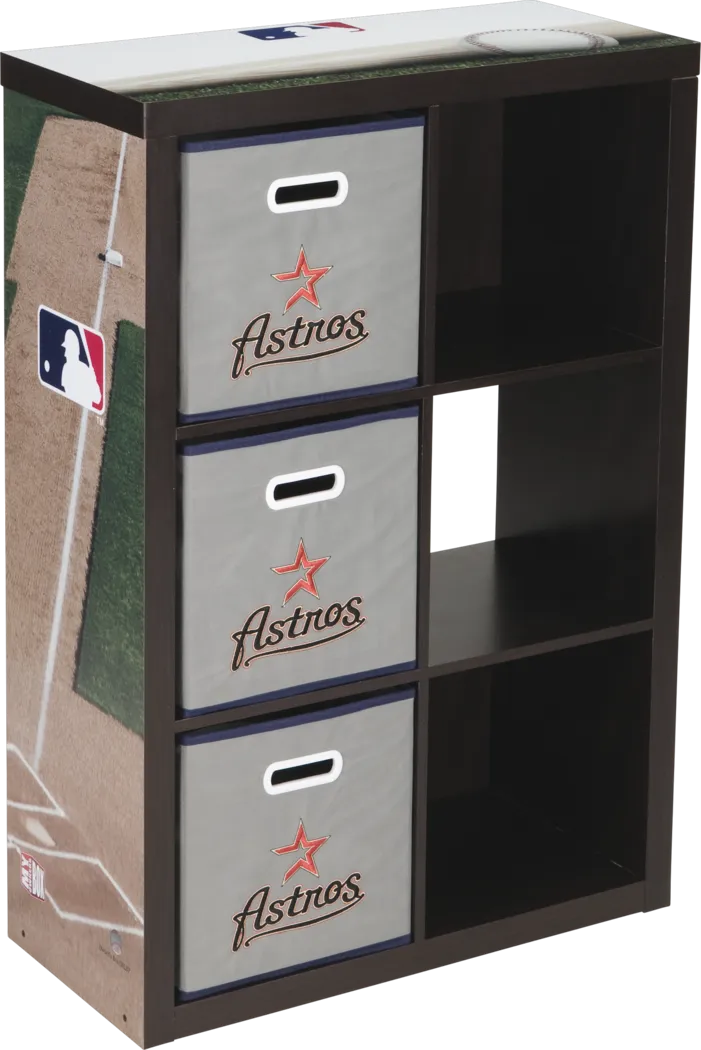 MLB CubeStore Houston Astros Espresso 6 Cube Organizer with 3Storage Bins - Thumbnail - Image 1