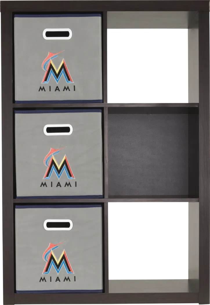 MLB CubeStore Miami Marlins Espresso 6 Cube Organizer with 3Storage Bins - Thumbnail - Image 2