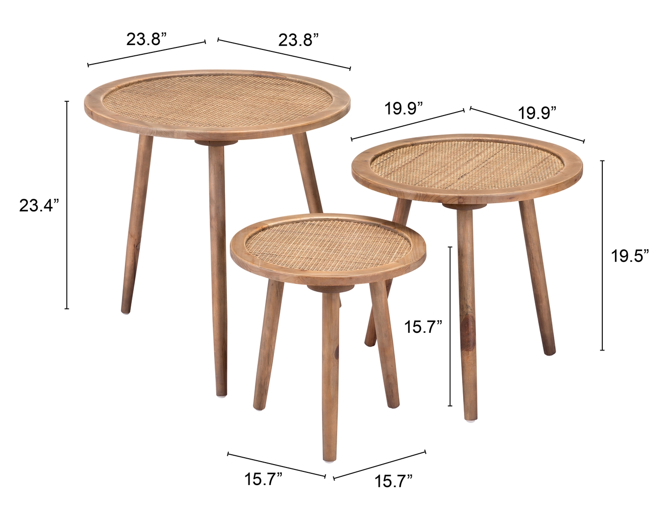 Moccasin Brown Nesting  Table, Set of 3 - Thumbnail - Image 6