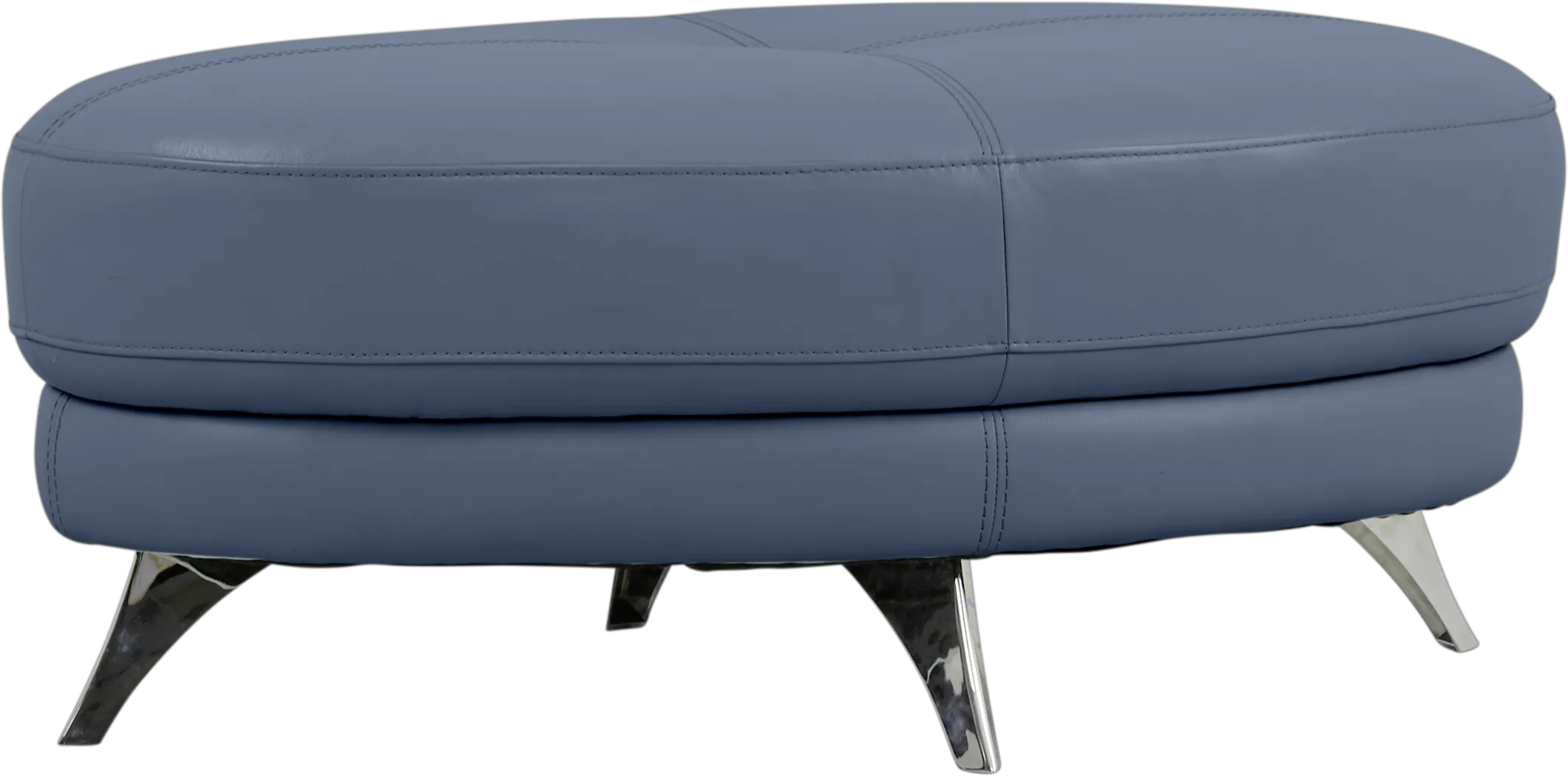 Modena Blue Leather Cocktail Ottoman - Thumbnail - Image 1