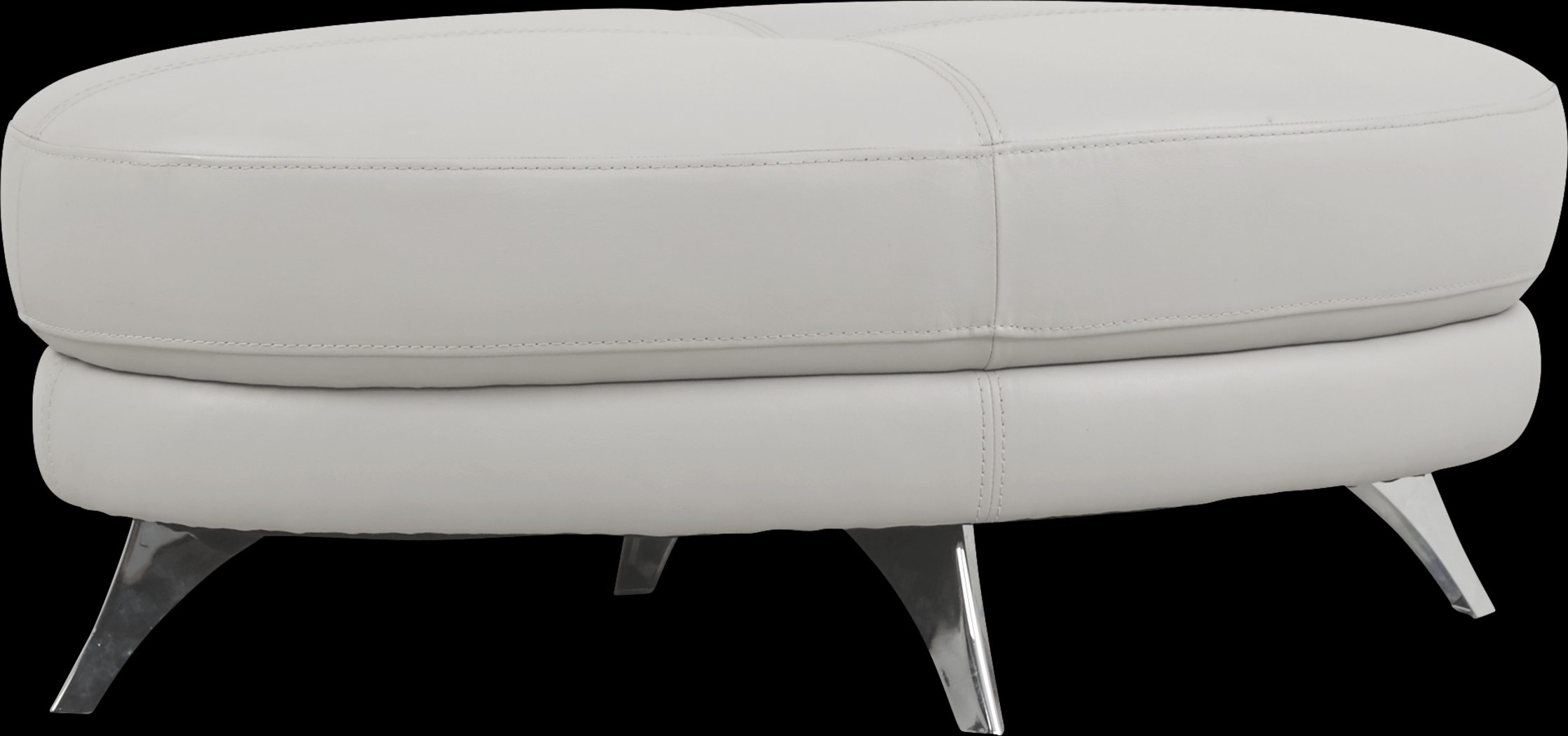 Modena Gray Leather Cocktail Ottoman - Thumbnail - Image 1