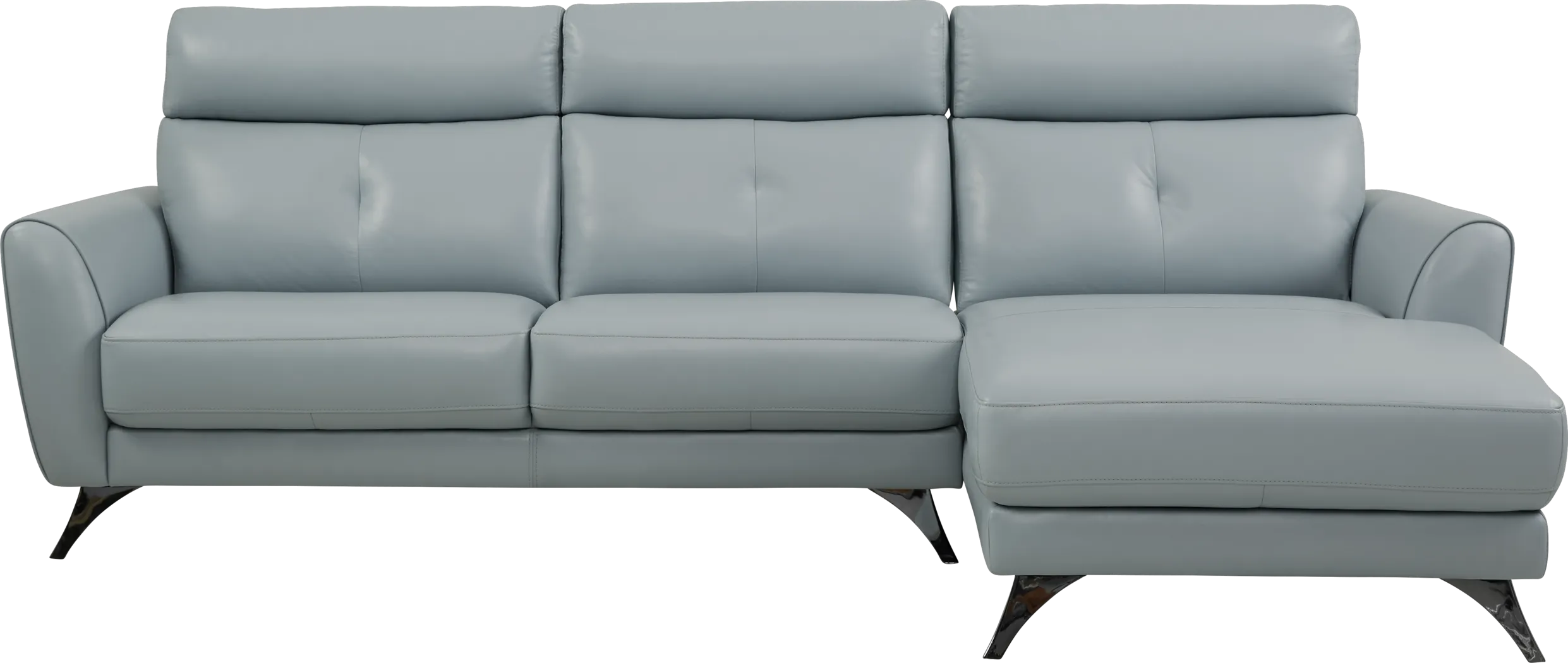 Modena Sky Blue Leather 2 Pc Sectional - Thumbnail - Image 1