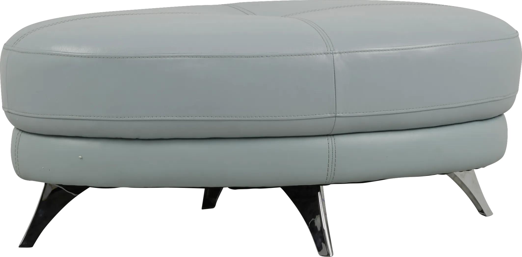 Modena Sky Blue Leather Cocktail Ottoman - Thumbnail - Image 1