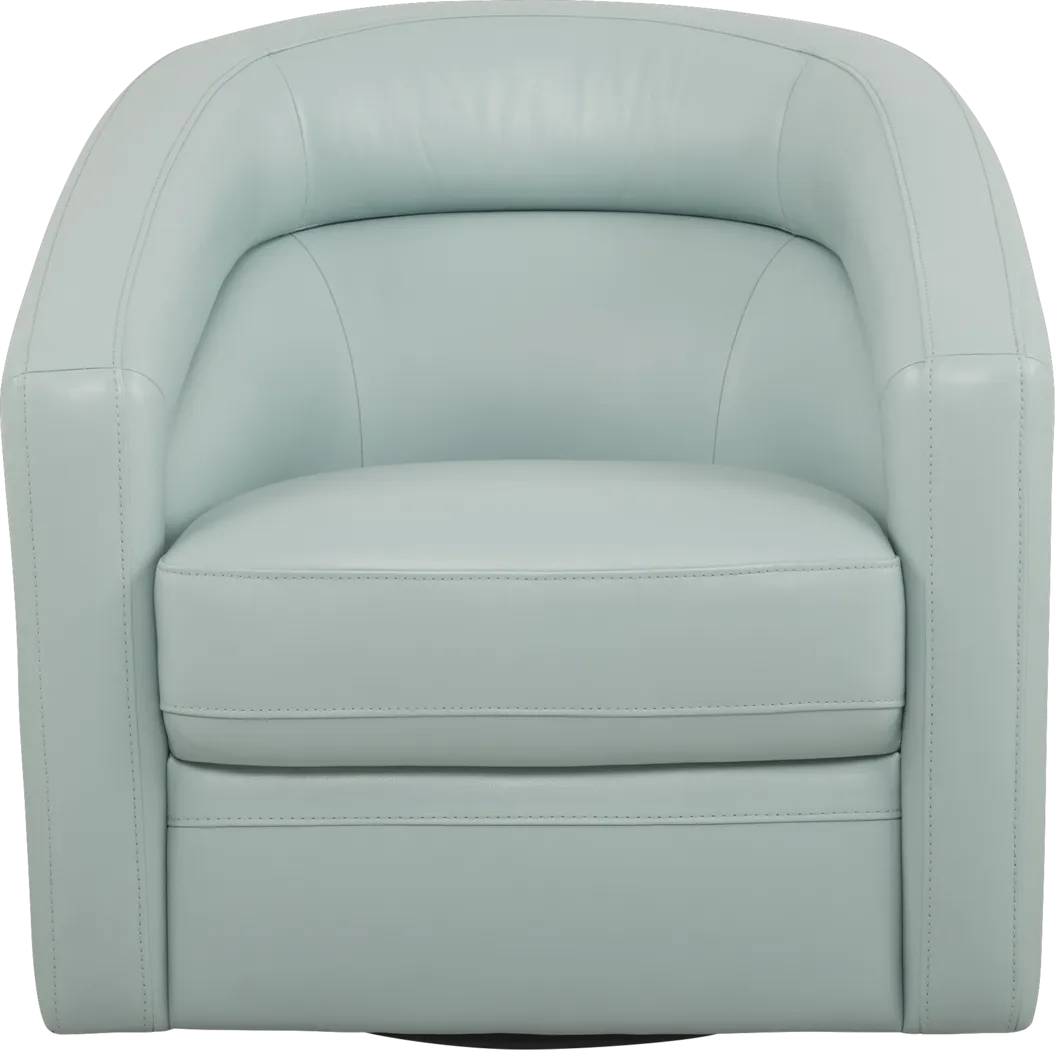 Modena Sky Blue Leather Swivel Chair - Thumbnail - Image 2