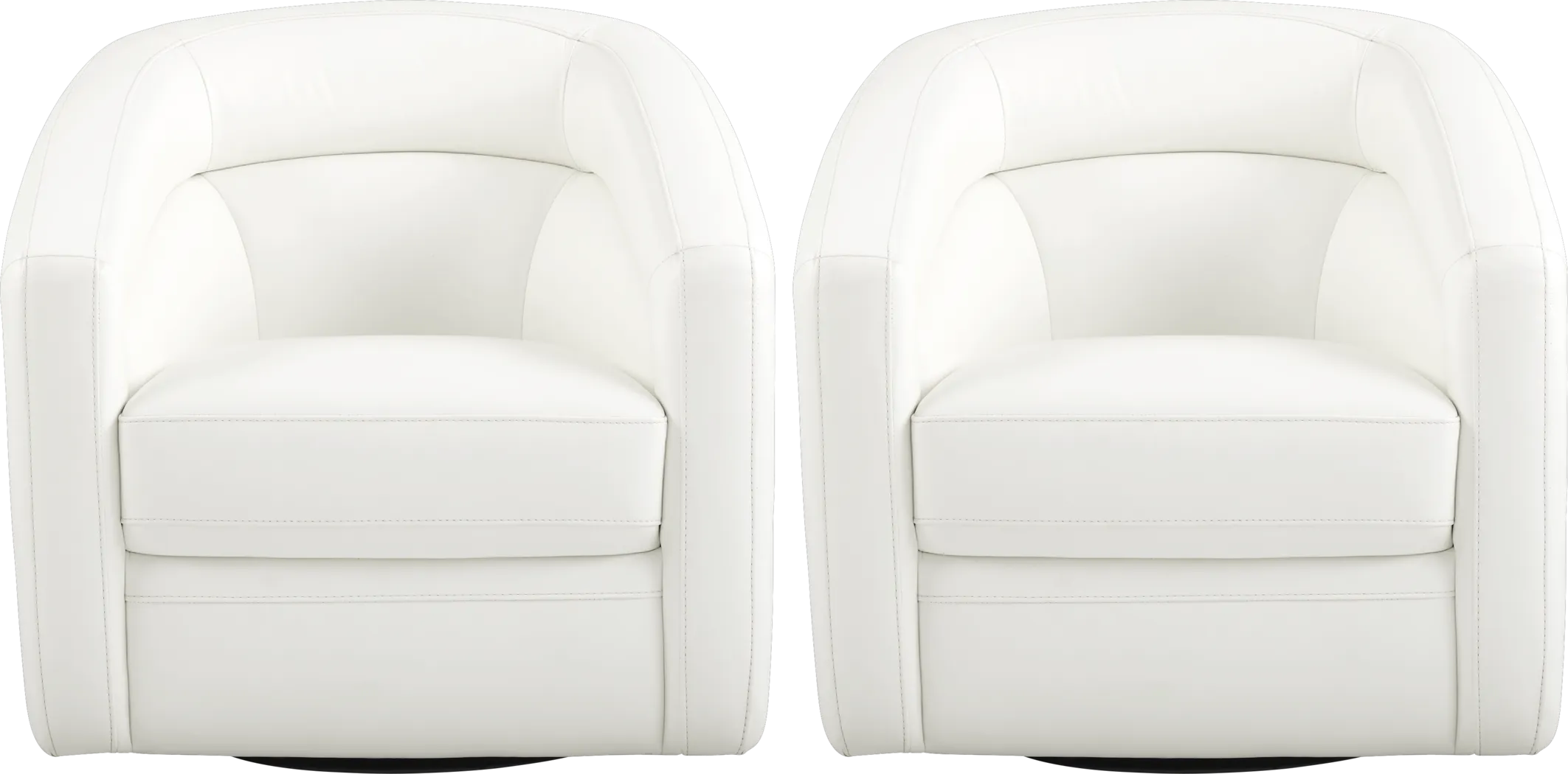 Modena White Leather Swivel Chair (Set of 2) - Thumbnail - Image 1