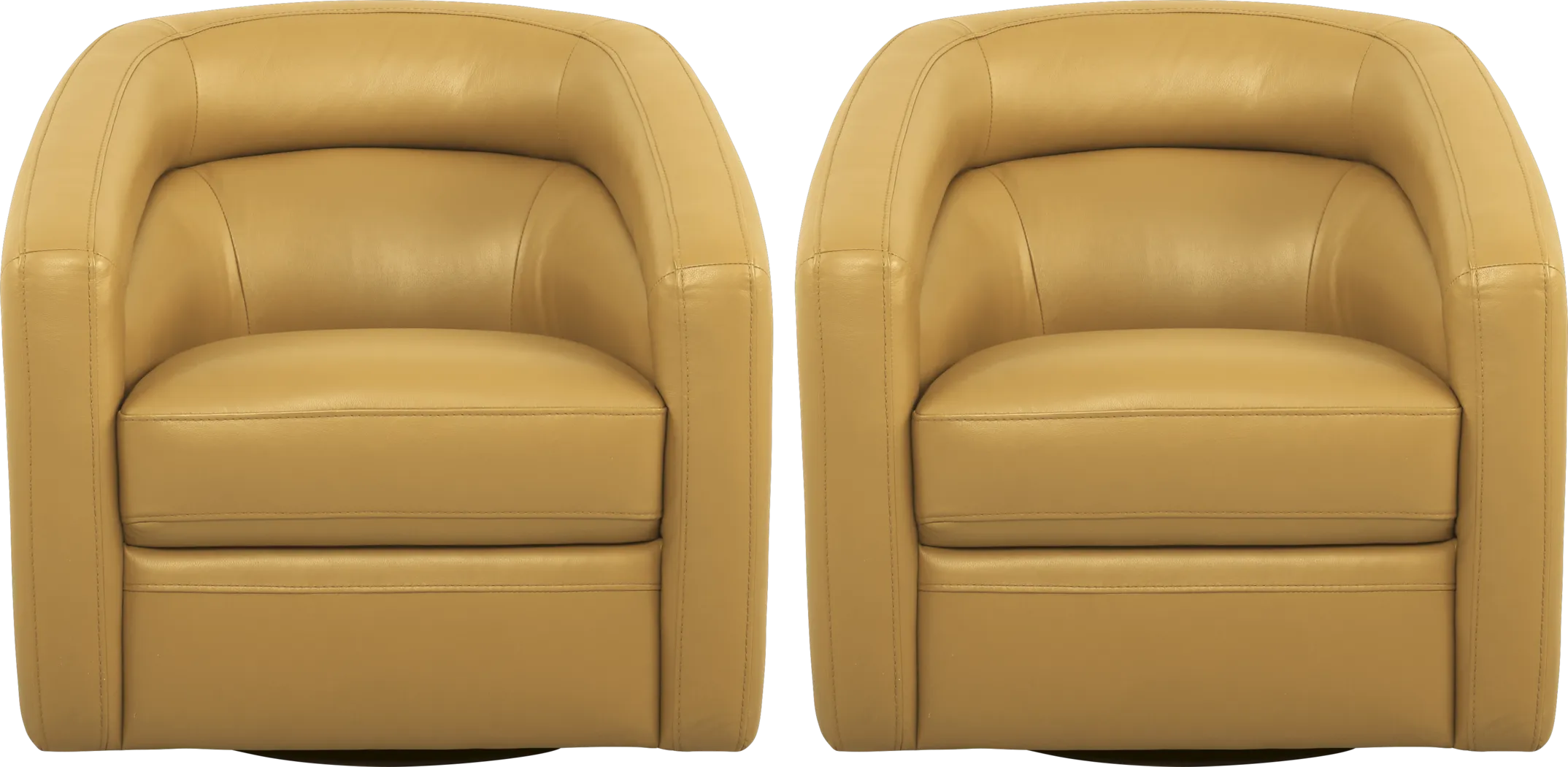 Modena Yellow Leather Swivel Chair (Set of 2) - Thumbnail - Image 1