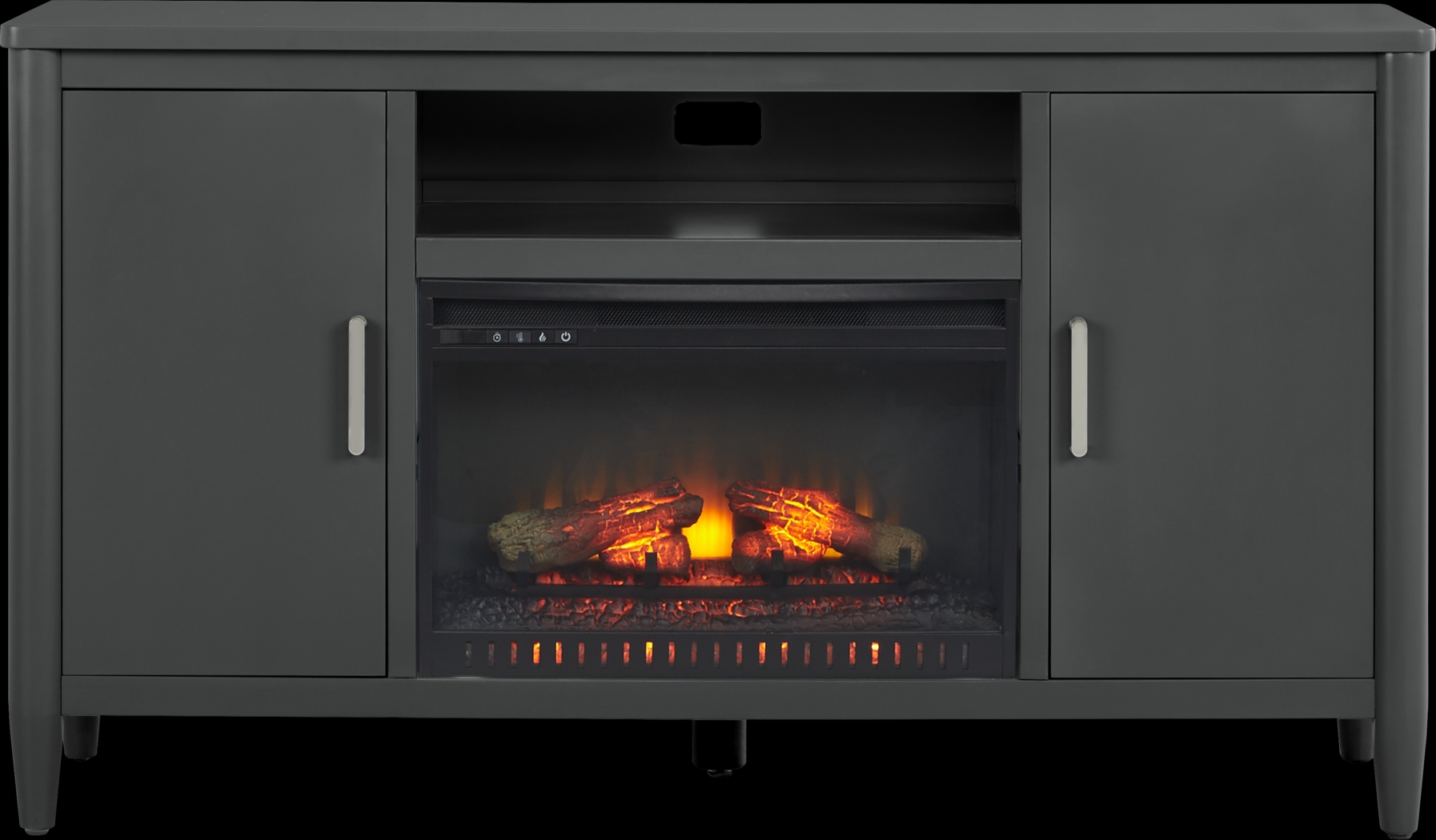 Modern Villa Iron Ore 62 in. Console with Electric Log Fireplace - Thumbnail - Image 1