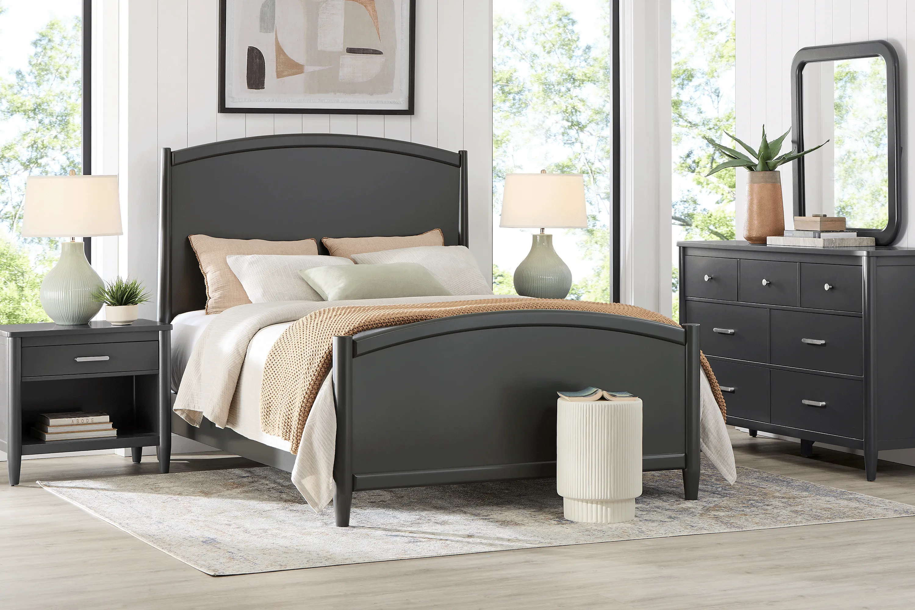 Modern Villa Iron Ore 7 Pc Queen Panel Bedroom - Thumbnail - Image 1