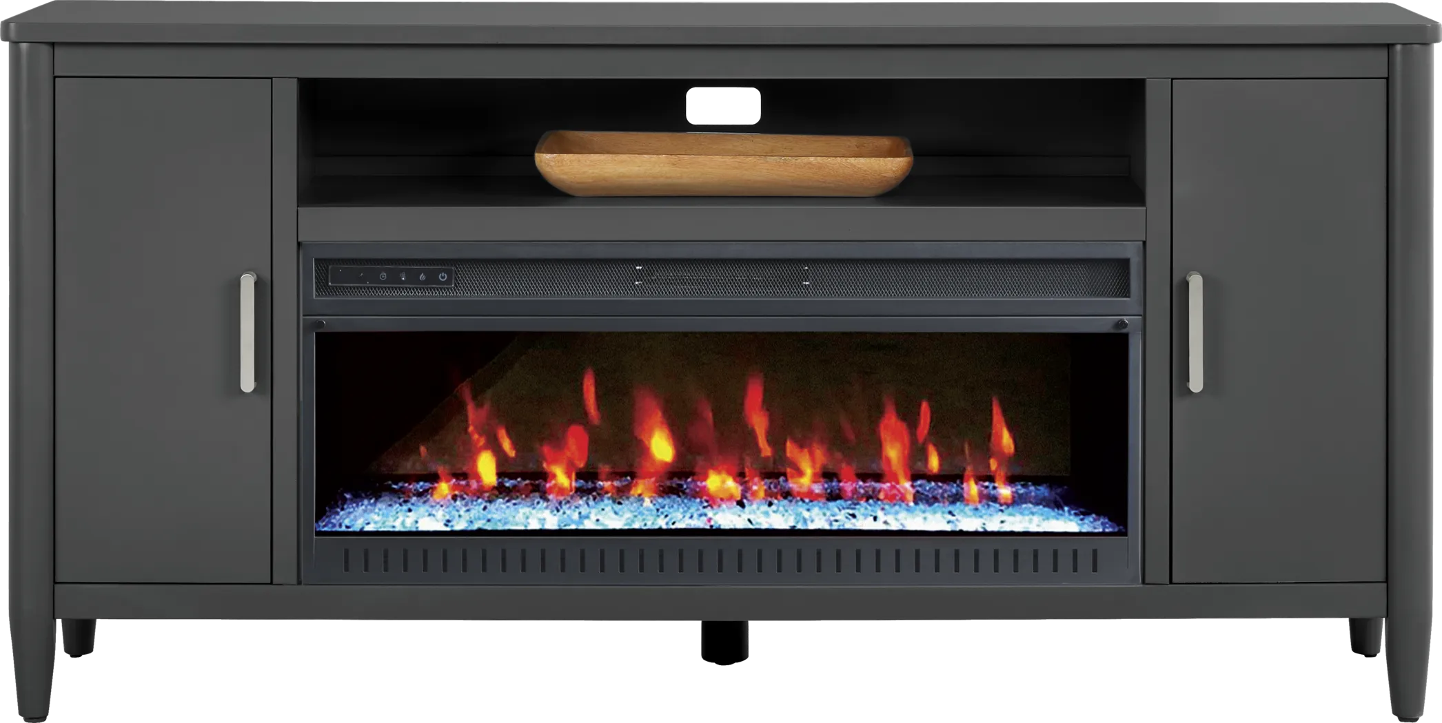 Modern Villa Iron Ore 72 in. Console with Electric Fireplace - Thumbnail - Image 1