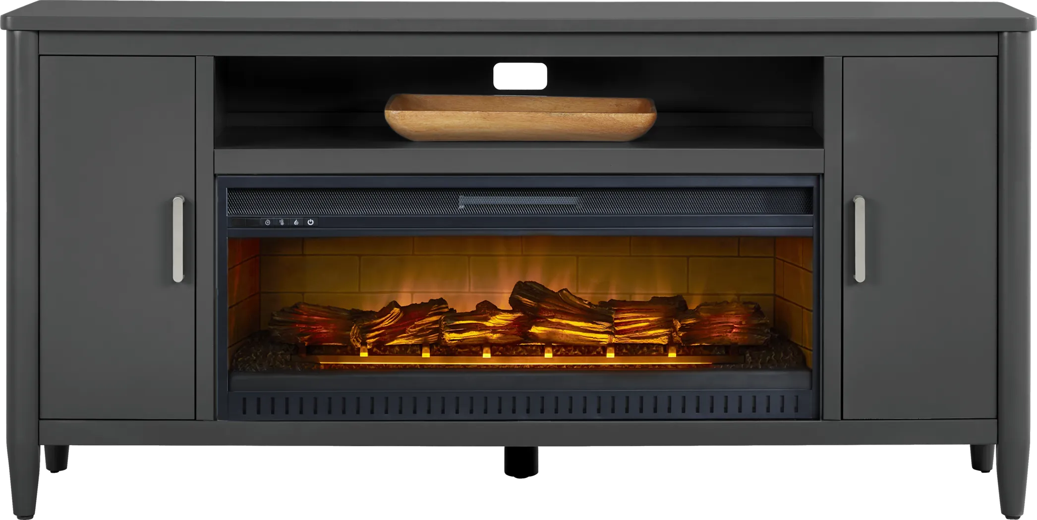 Modern Villa Iron Ore 72 in. Console with Electric Log Fireplace - Thumbnail - Image 1