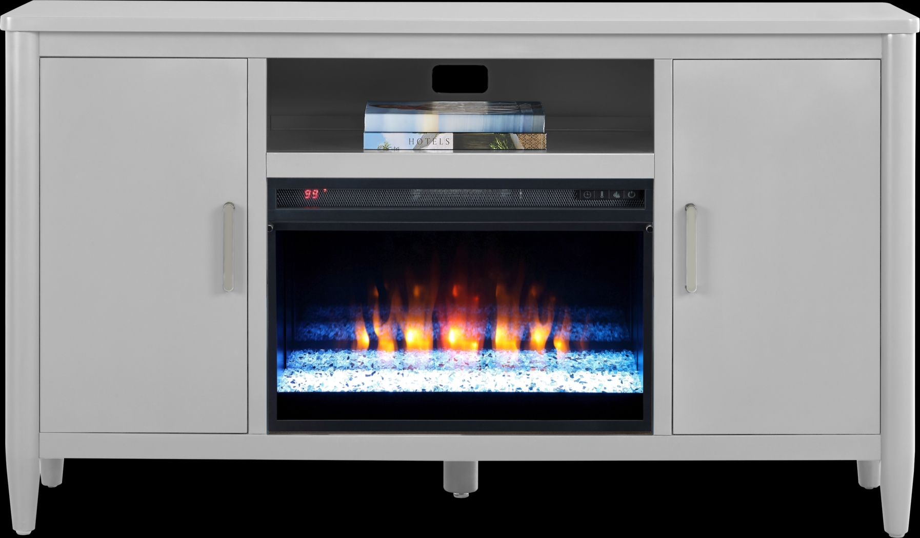 Modern Villa Light Gray 62 in. Console with Electric Fireplace - Thumbnail - Image 2