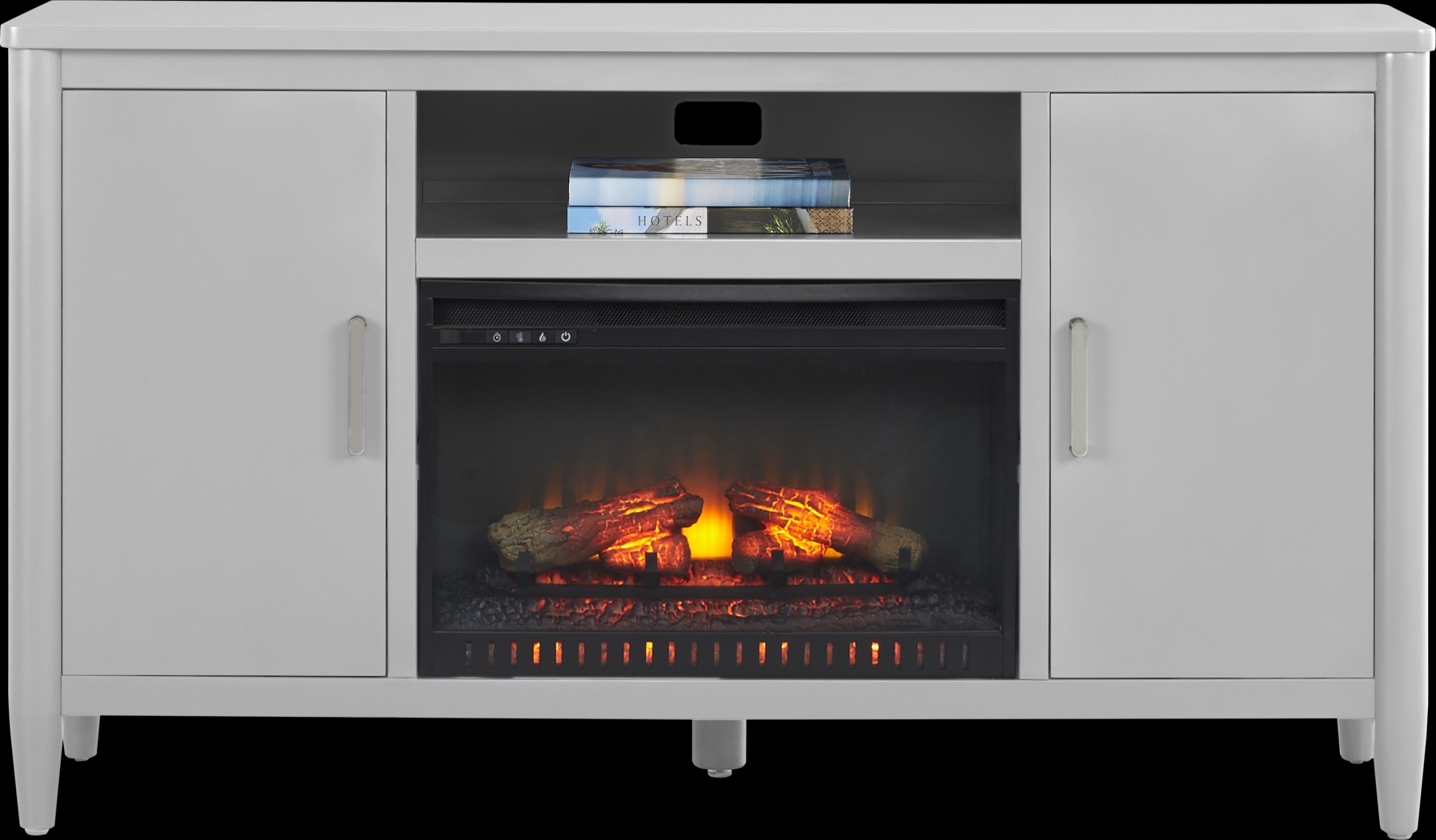 Modern Villa Light Gray 62 in. Console with Electric Log Fireplace - Thumbnail - Image 2