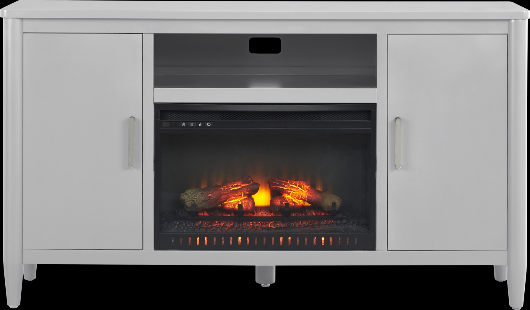 Modern Villa Light Gray 62 in. Console with Electric Log Fireplace - Thumbnail - Image 1