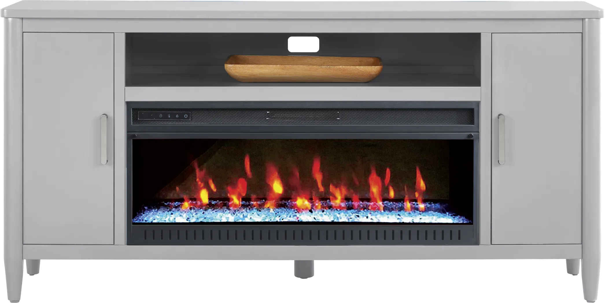 Modern Villa Light Gray 72 in. Console with Electric Fireplace - Thumbnail - Image 1