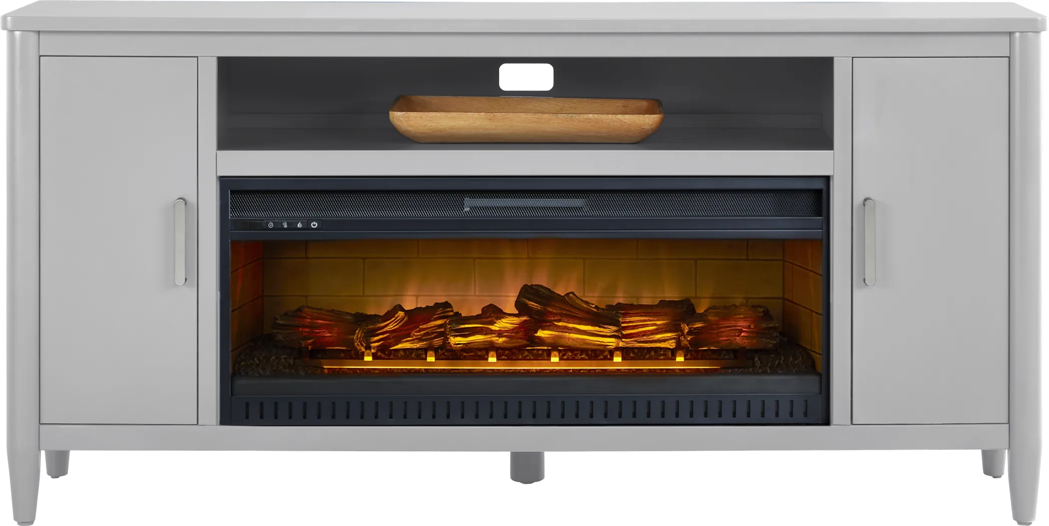 Modern Villa Light Gray 72 in. Console with Electric Log Fireplace - Thumbnail - Image 1