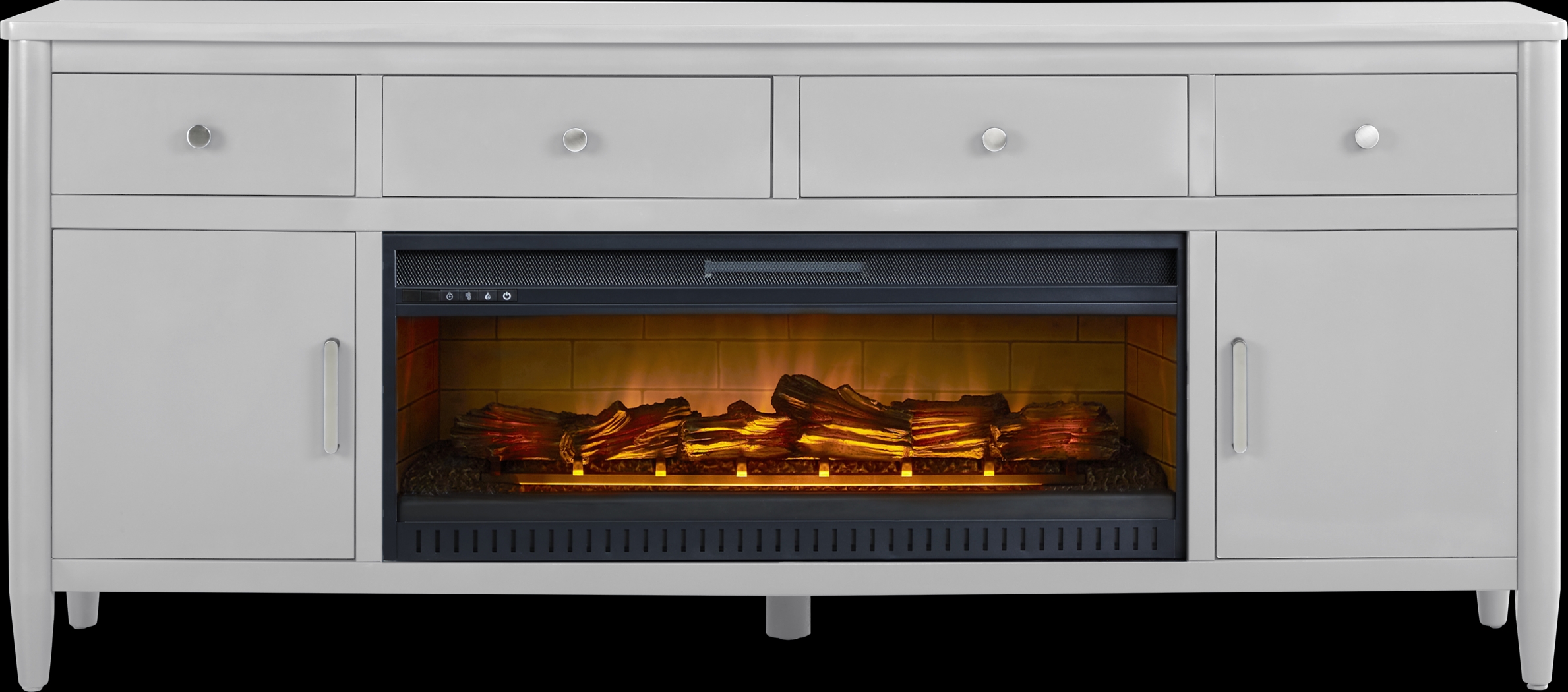 Modern Villa Light Gray 82 in. Console with Electric Log Fireplace - Thumbnail - Image 1