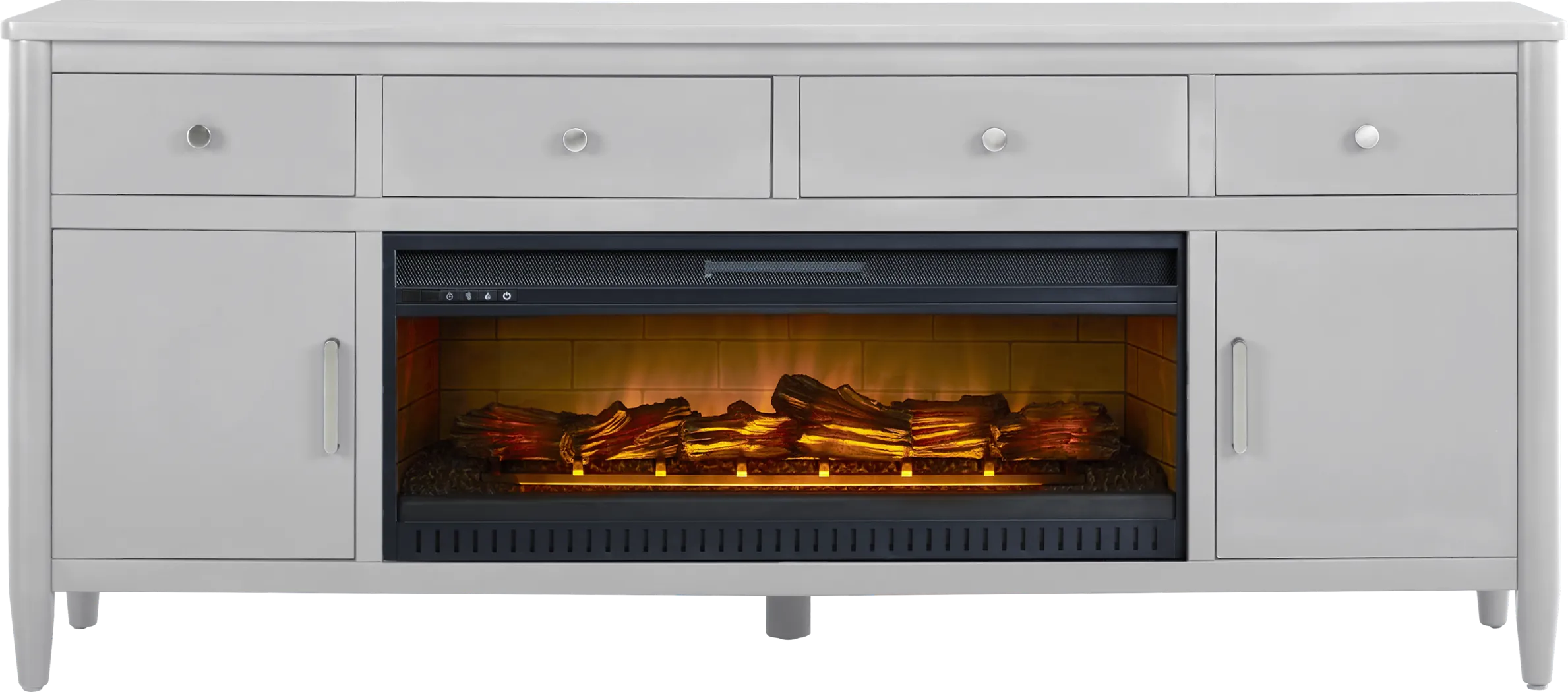 Modern Villa Light Gray 82 in. Console with Electric Log Fireplace - Thumbnail - Image 1