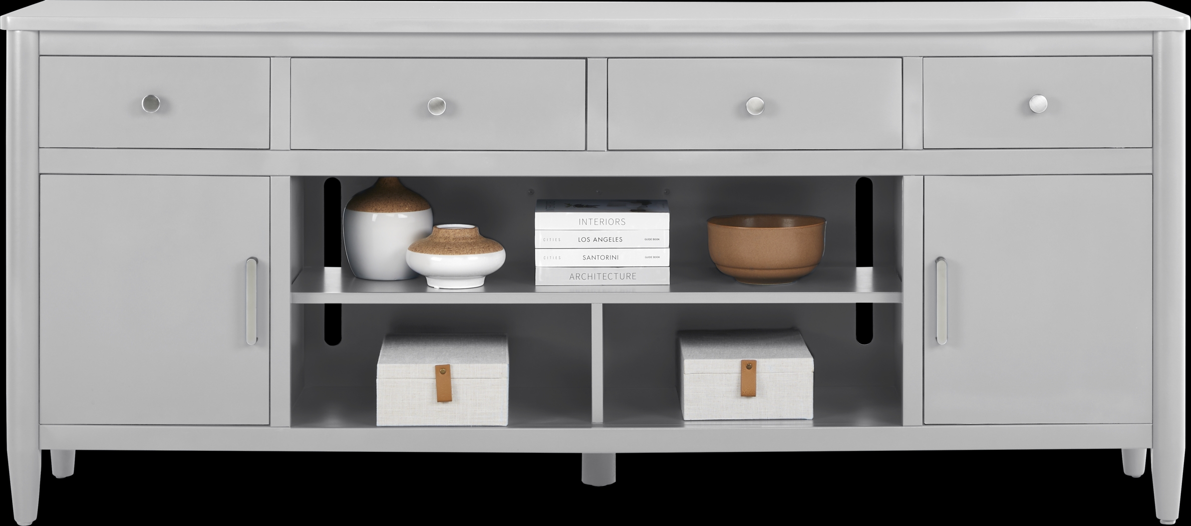 Modern Villa Light Gray 82 in. Console - Thumbnail - Image 2