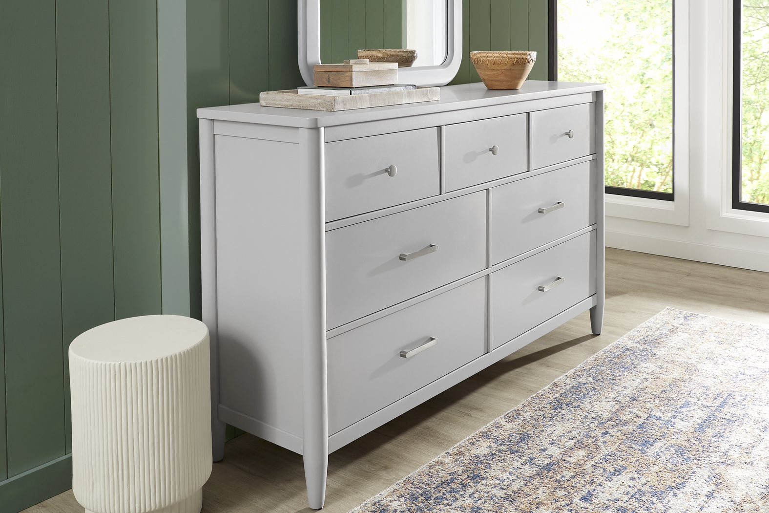 Modern Villa Light Gray 7 Pc King Panel Bedroom - Thumbnail - Image 6