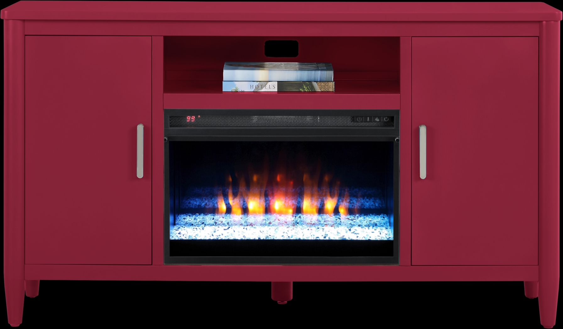 Modern Villa Red 62 in. Console with Electric Fireplace - Thumbnail - Image 2