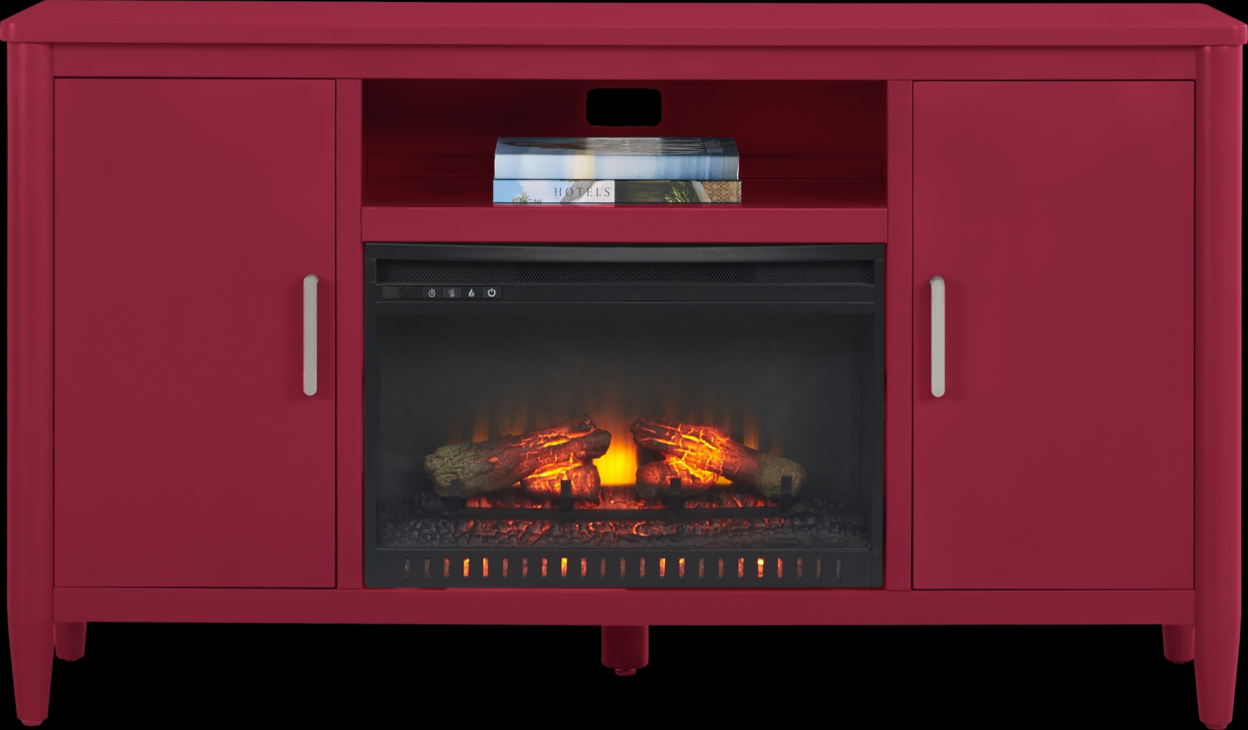 Modern Villa Red 62 in. Console with Electric Log Fireplace - Thumbnail - Image 2