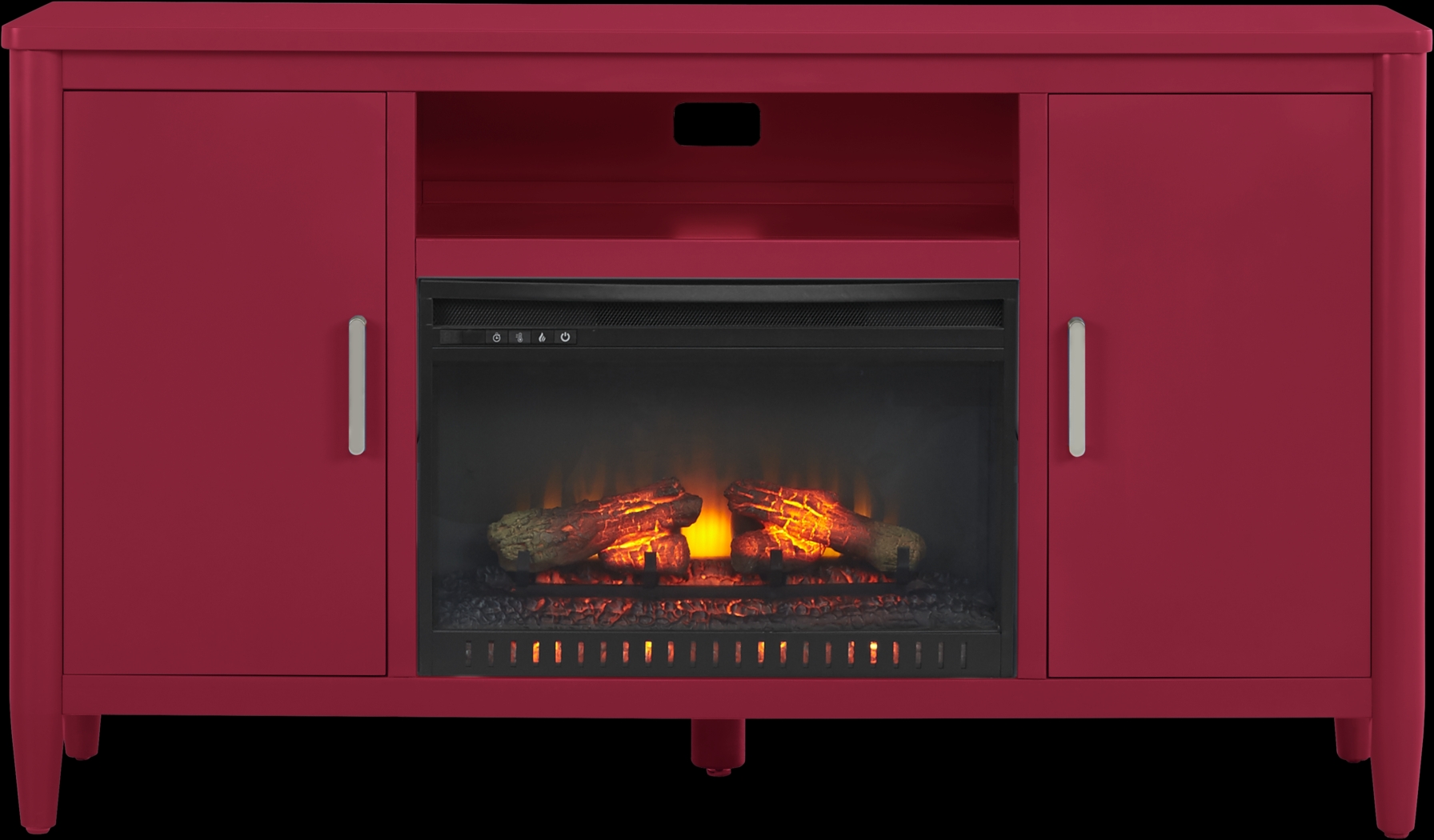 Modern Villa Red 62 in. Console with Electric Log Fireplace - Thumbnail - Image 1