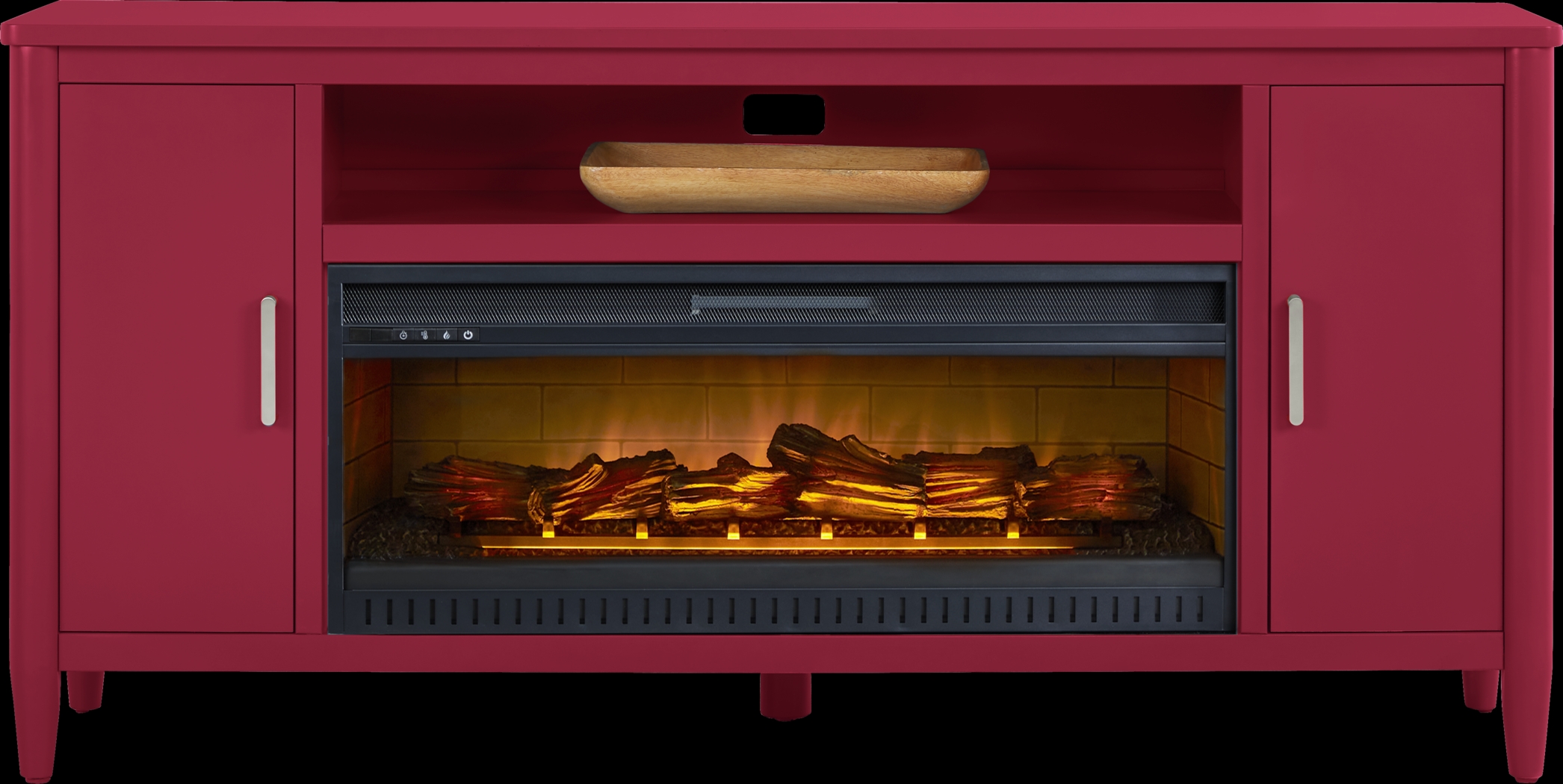 Modern Villa Red 72 in. Console with Electric Log Fireplace - Thumbnail - Image 1