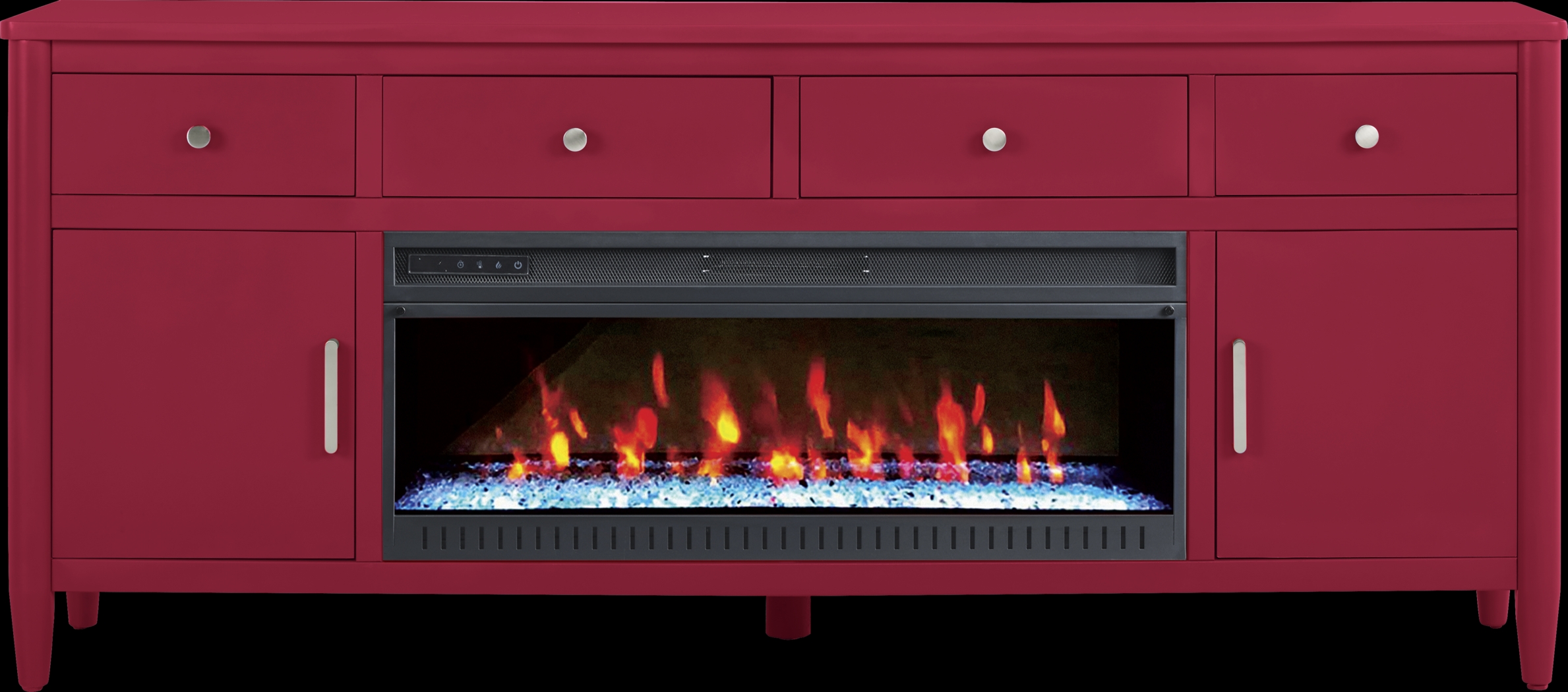 Modern Villa Red 82 in. Console with Electric Fireplace - Thumbnail - Image 1