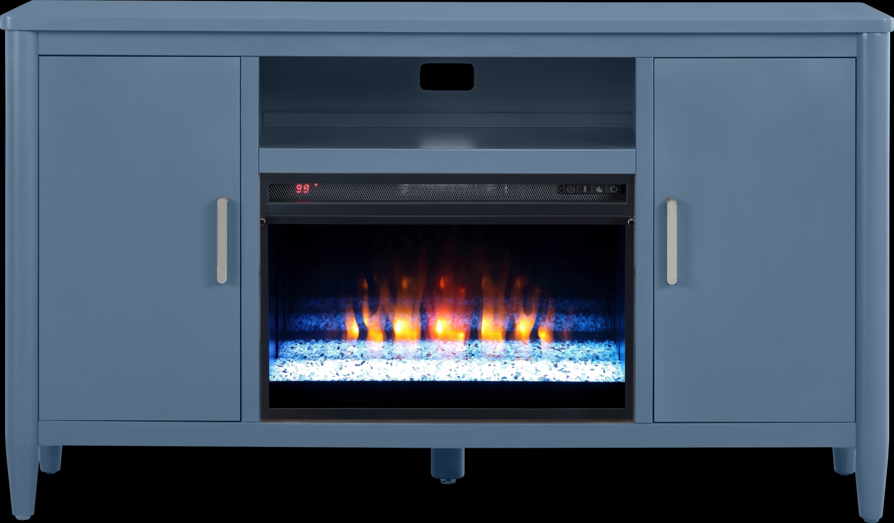 Modern Villa Slate Blue 62 in. Console with Electric Fireplace - Thumbnail - Image 1