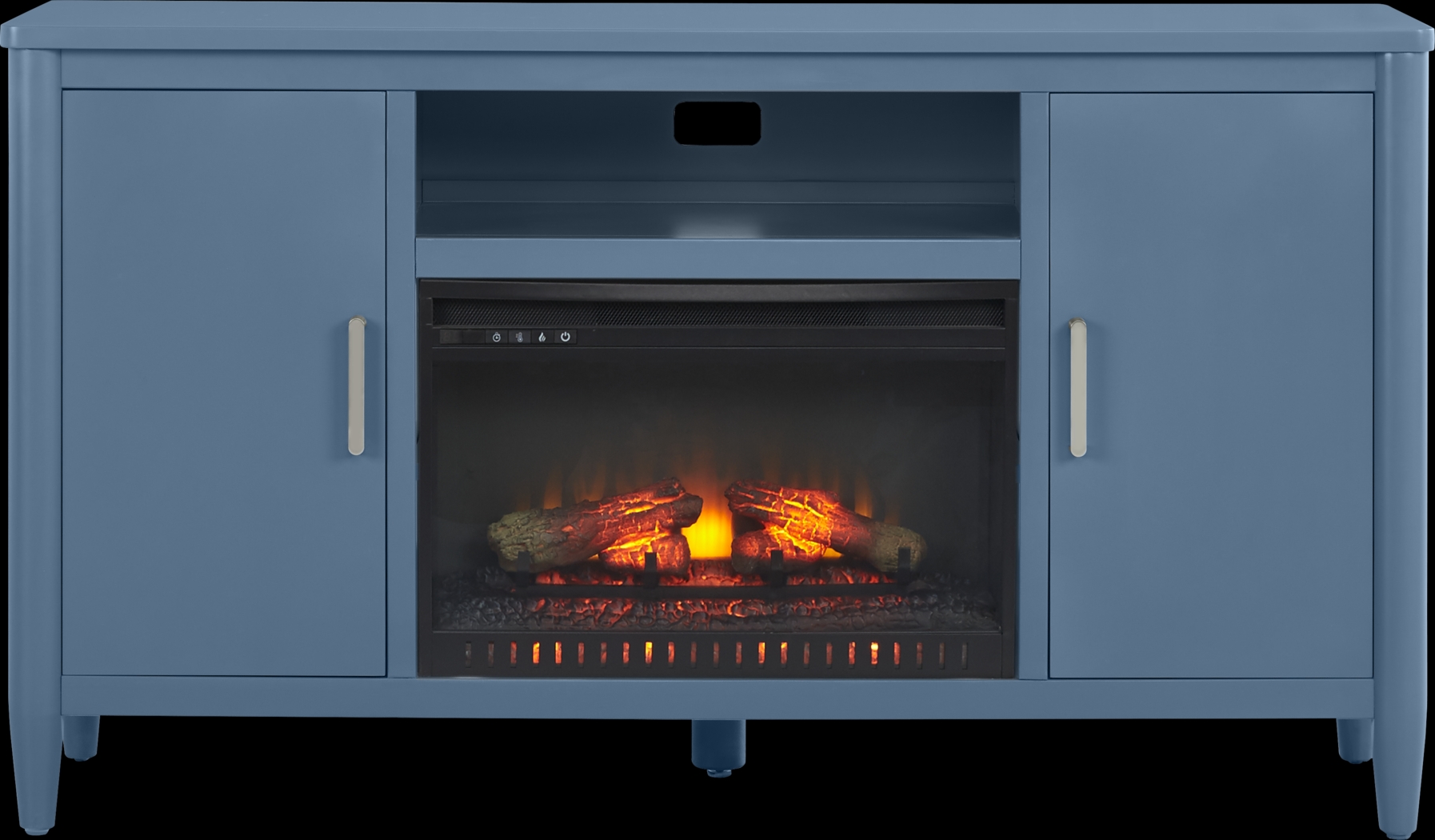 Modern Villa Slate Blue 62 in. Console with Electric Log Fireplace - Thumbnail - Image 1